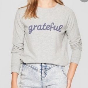 gray “grateful” sweater/sweatshirt